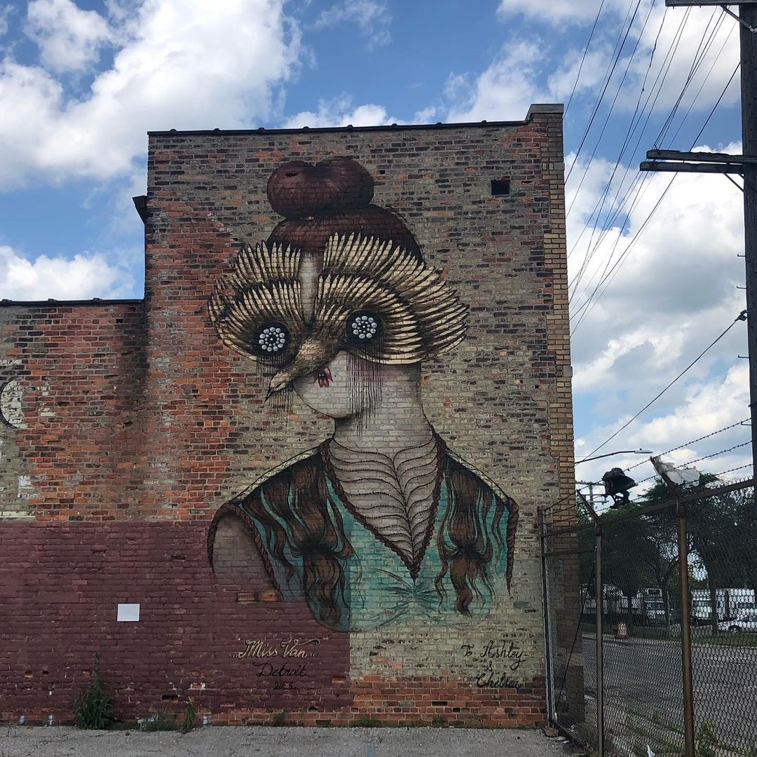 mural in Detroit by artist Miss Van.