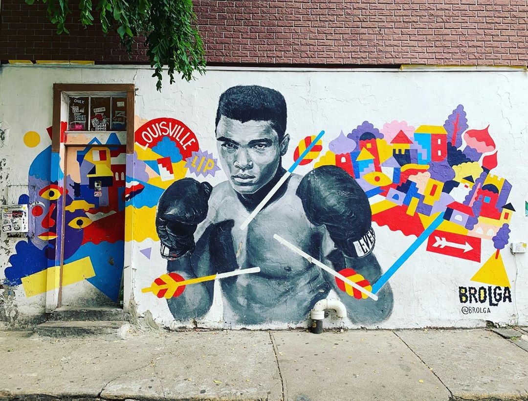 mural in Brooklyn by artist Brolga. Tagged: Muhammad Ali, sports