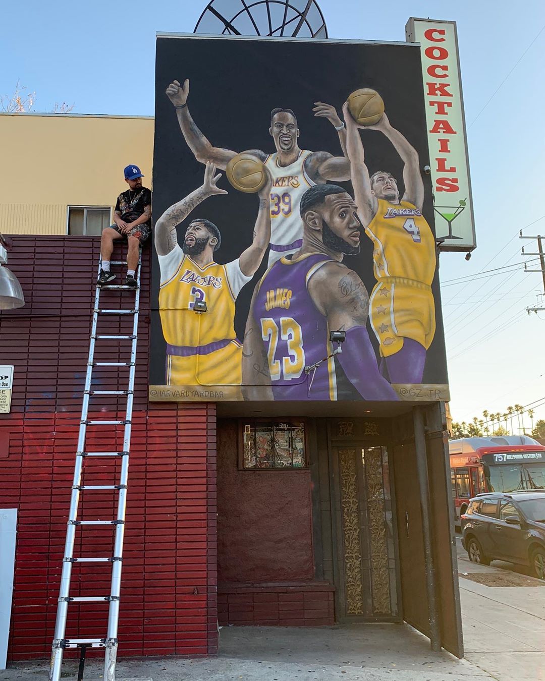 mural in Los Angeles by artist Gustavo Zermeño Jr. Tagged: LeBron James, Los Angeles Lakers, NBA, sports