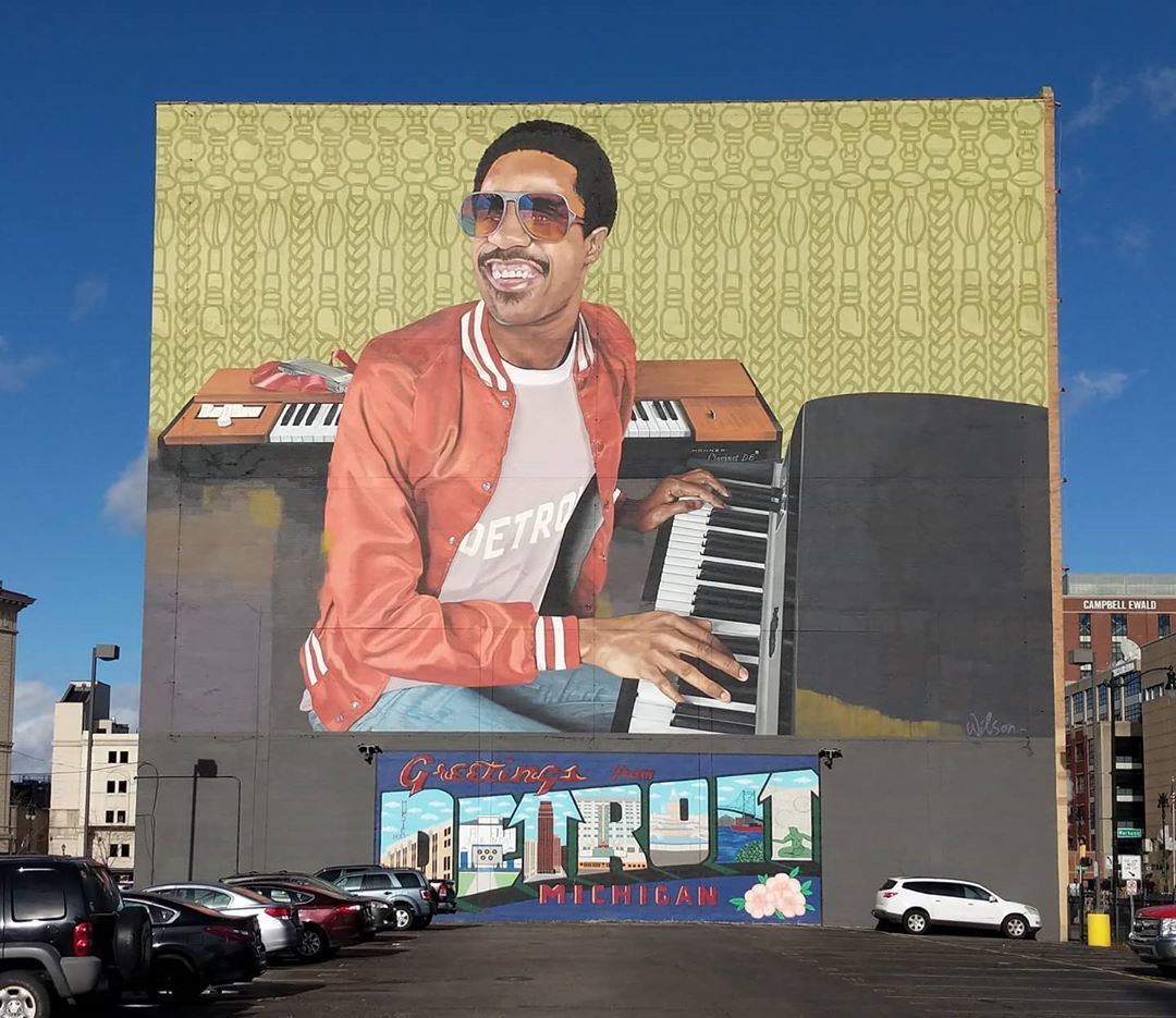 mural in Detroit by artist Richard Wilson. Tagged: music, Stevie Wonder