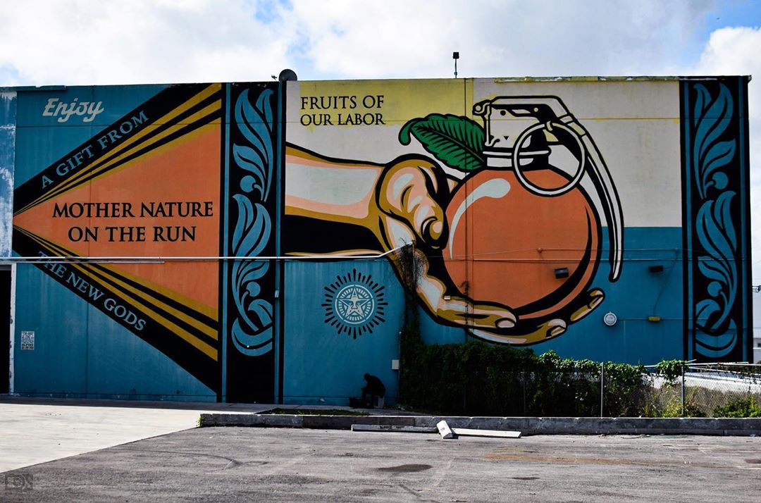 mural in Miami by artist Shepard Fairey.