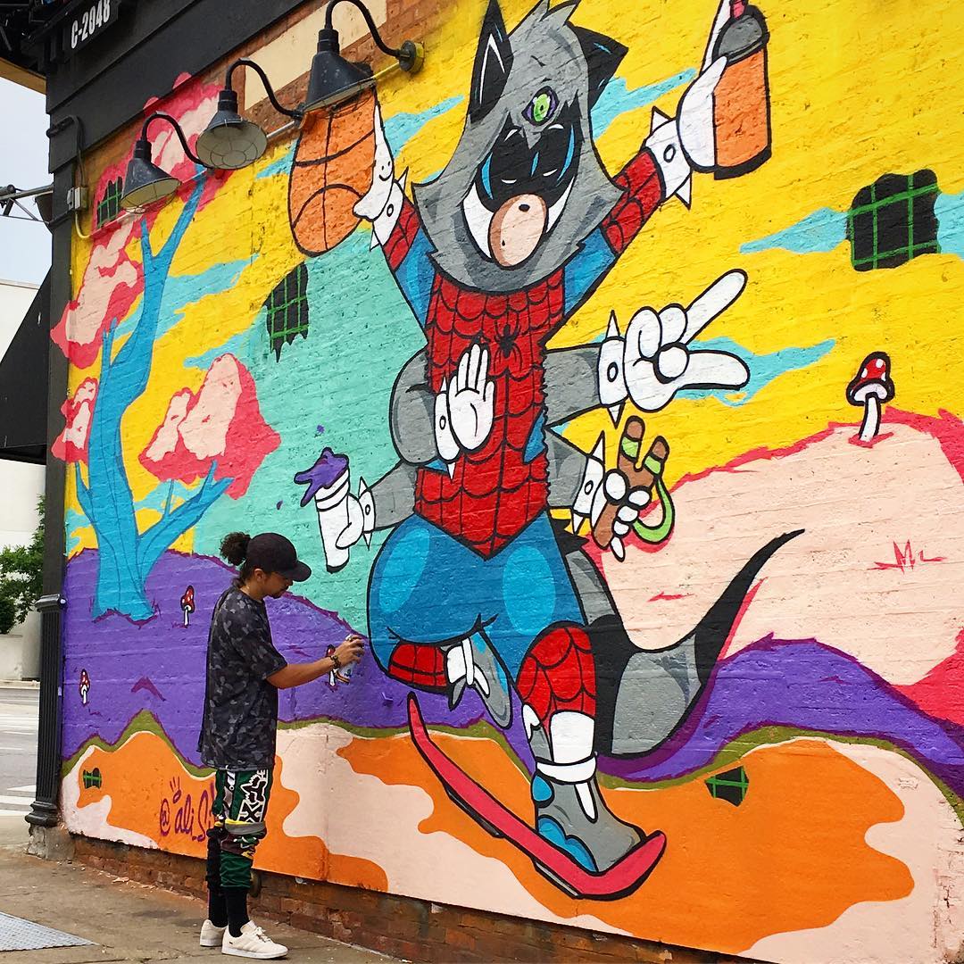 mural in Chicago by artist Ali 6. Tagged: character, Spider-Man