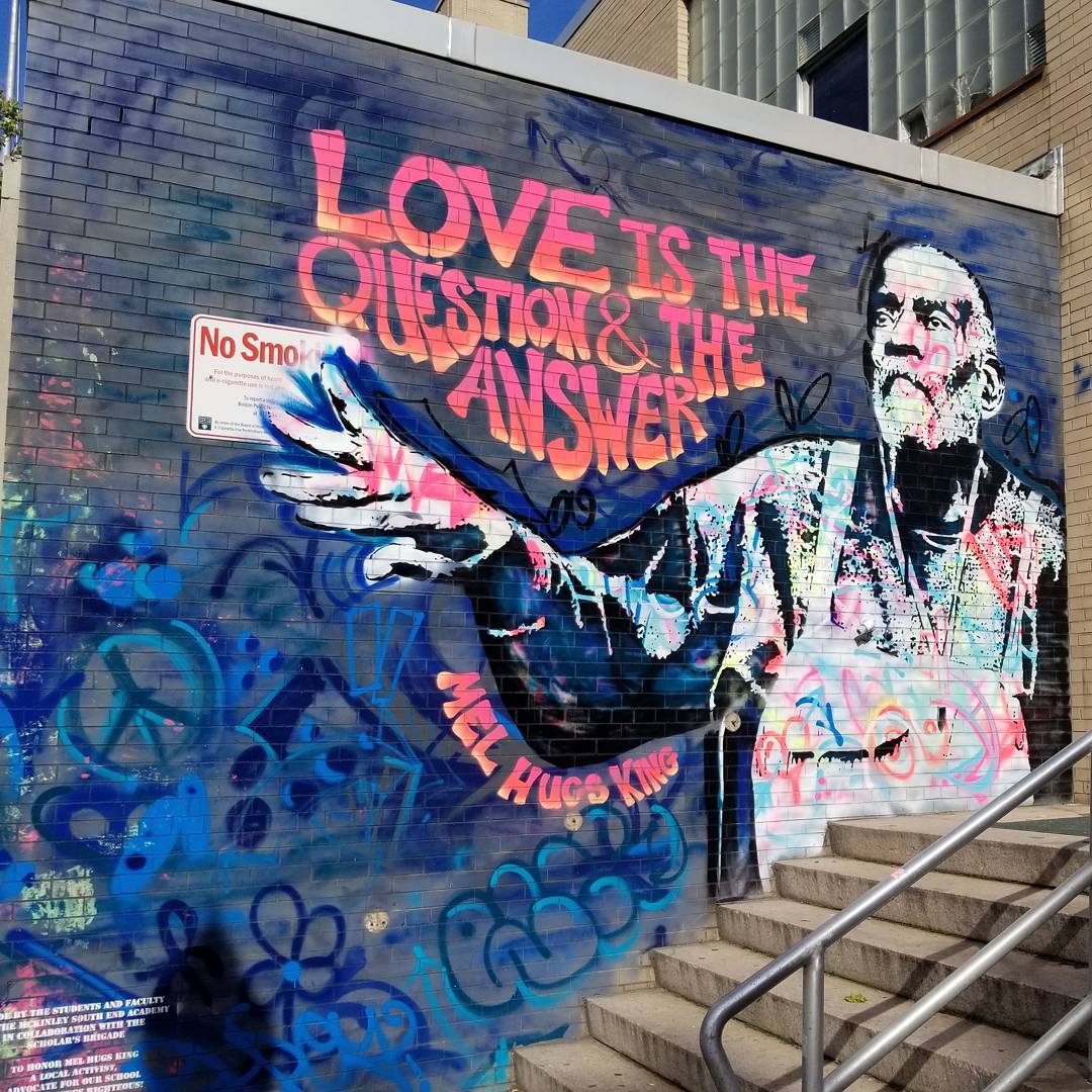 mural in Boston by artist unknown. Tagged: love, Mel Hugs King