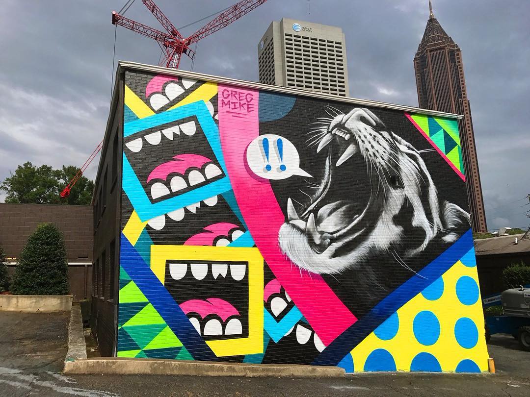 mural in Atlanta by artist Greg Mike. Tagged: outerspace project