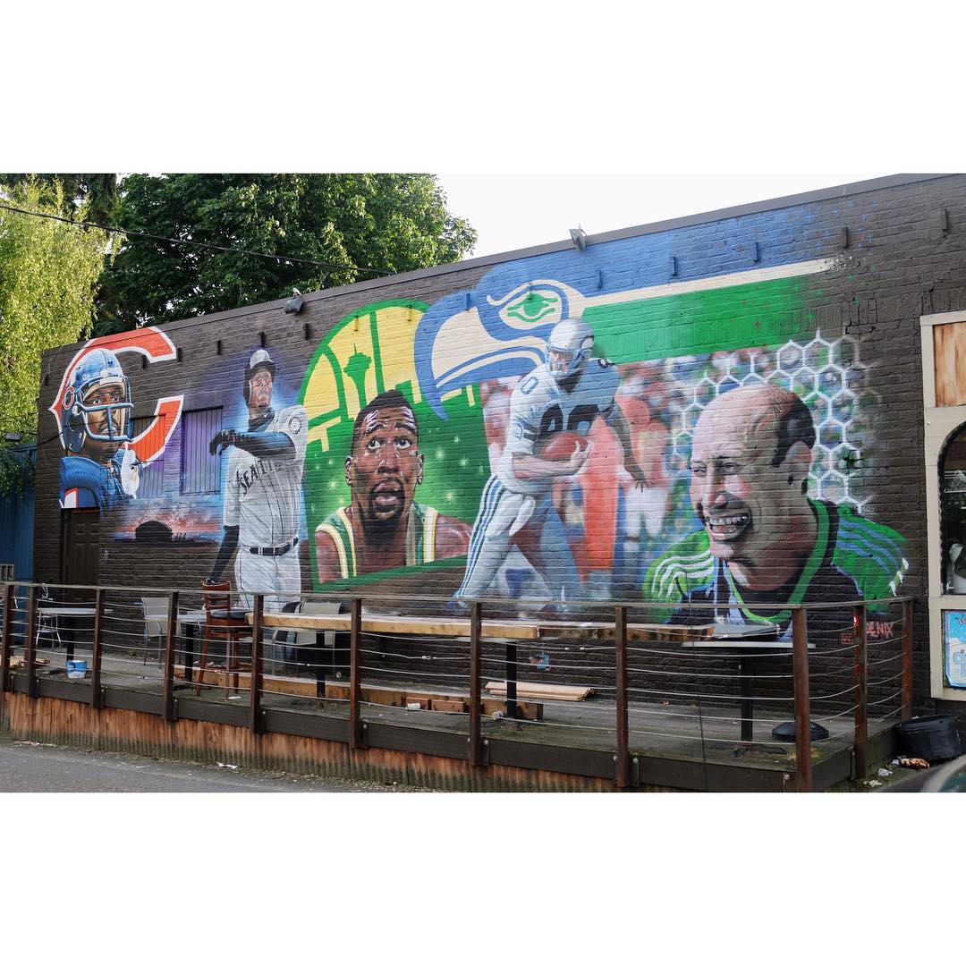 mural in Seattle by artist Joey Nix. Tagged: sports