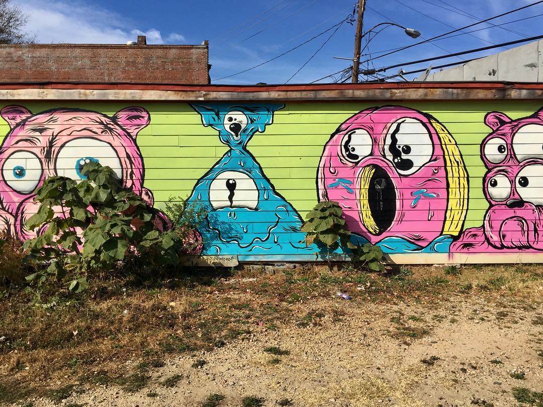 mural in Atlanta by artist sQuishiepuss. Tagged: character