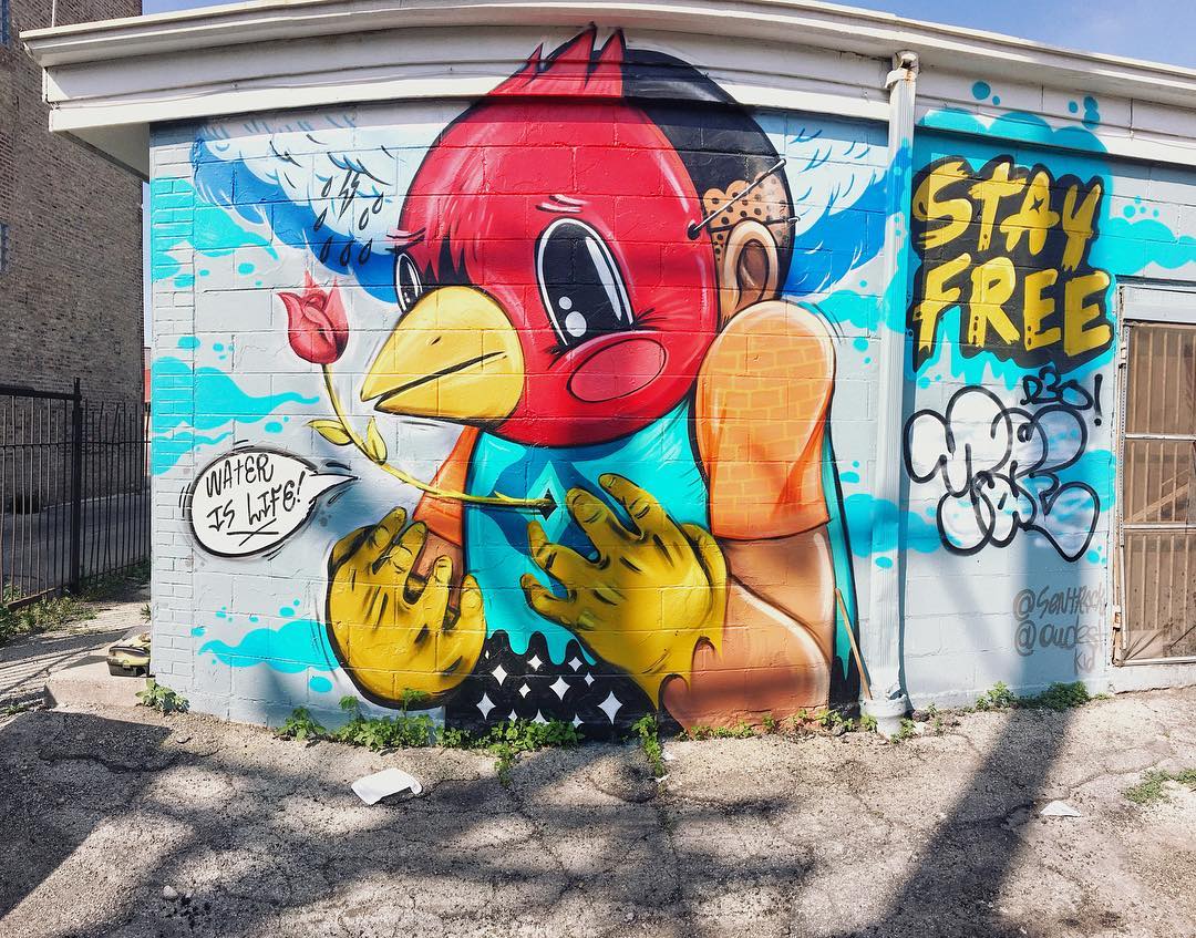 mural in Chicago by artist Sentrock. Tagged: character