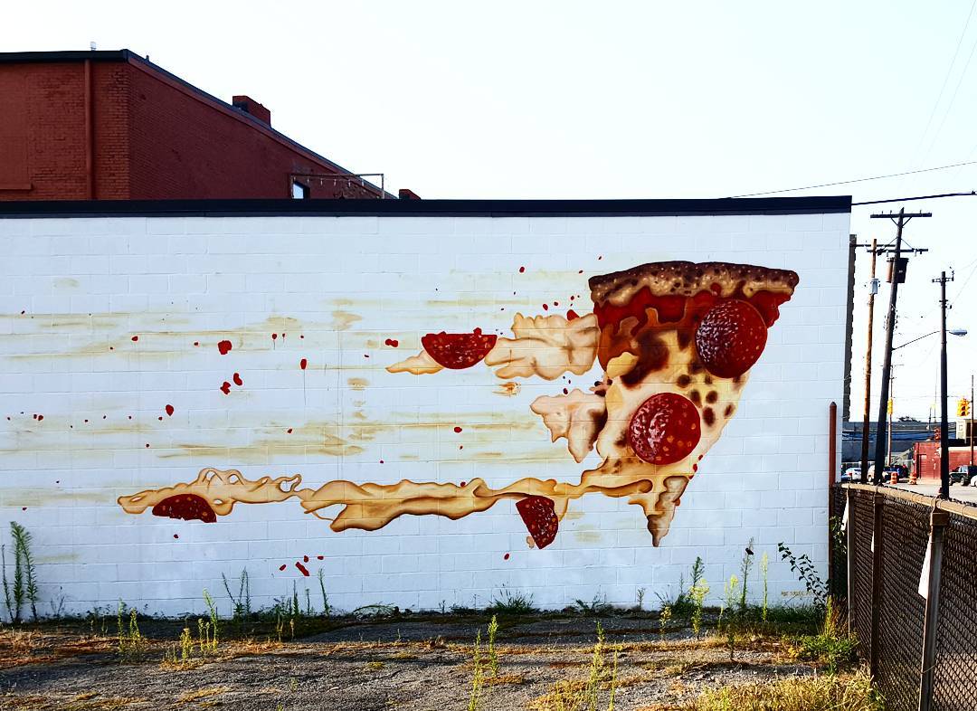 mural in Cleveland by artist Mike Sobek. Tagged: pizza
