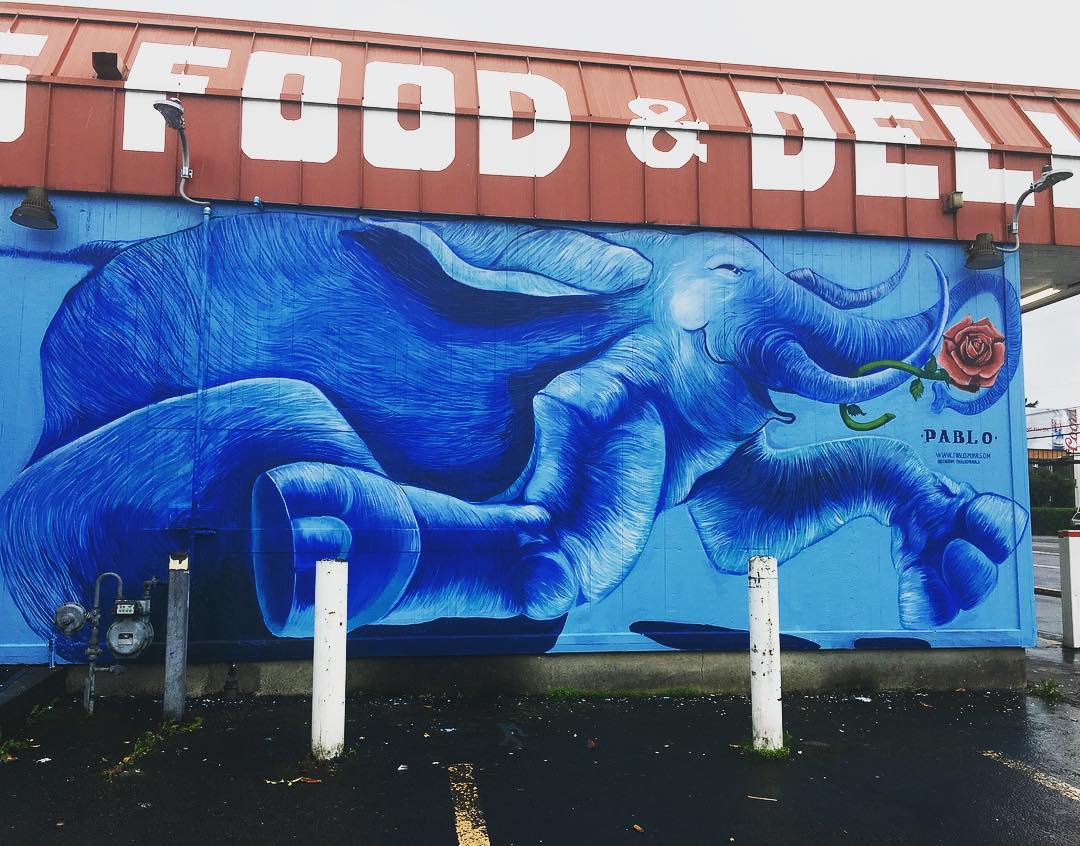 mural in Portland by artist Pablo Gonzalez. Tagged: animals, elephant