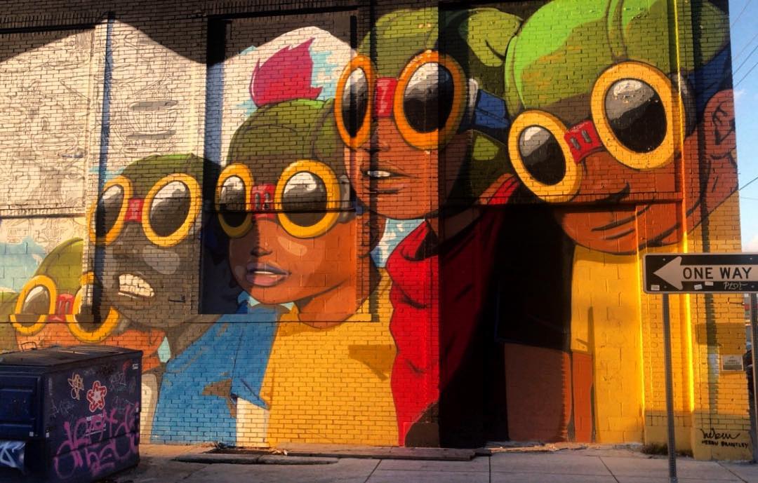 mural in Detroit by artist Hebru Brantley. Tagged: character