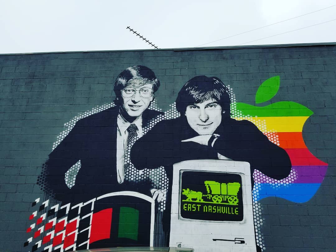 mural in Nashville by artist Bryan Deese. Tagged: Bill Gates, Steve Jobs