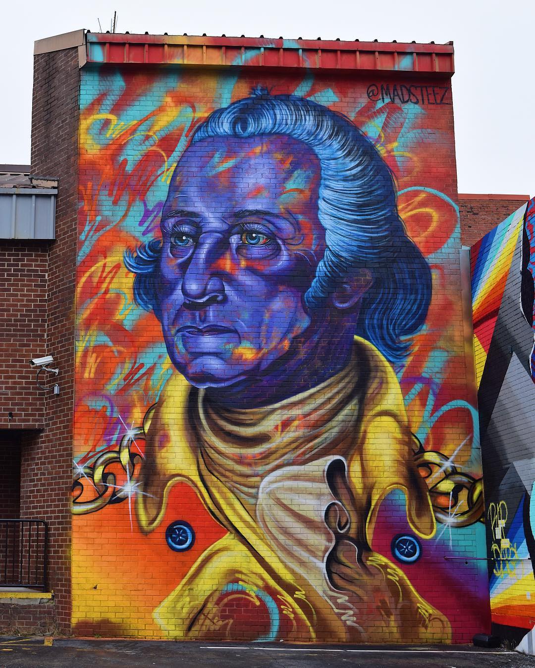 mural in Washington by artist MADSTEEZ. Tagged: George Washington, political