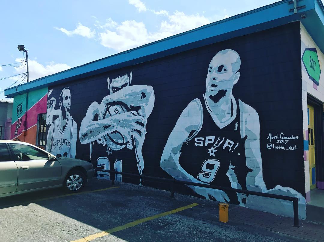 mural in San Antonio by artist Albert Gonzales. Tagged: San Antonio Spurs, sports