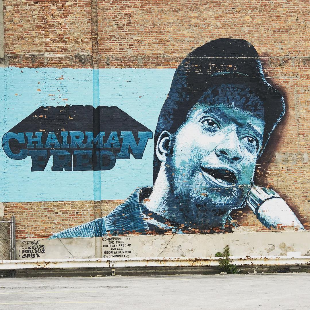 mural in Chicago by artist Dasic Fernandez. Tagged: blue, Fred Hampton, political
