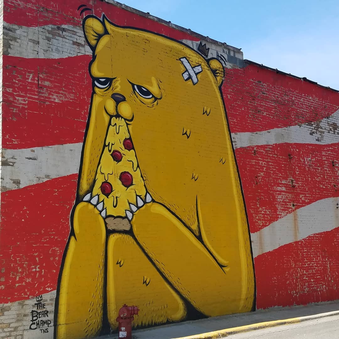 mural in Chicago by artist The Bear Champ. Tagged: character