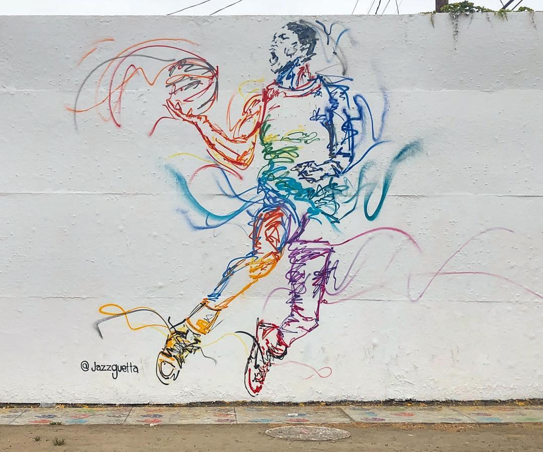mural in Los Angeles by artist Jazz Guetta. Tagged: sports