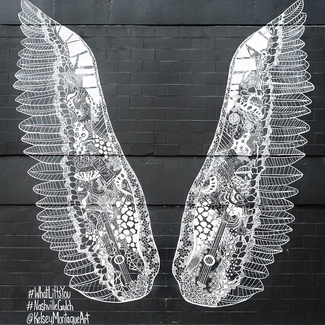 mural in Nashville by artist Kelsey Montague. Tagged: wings