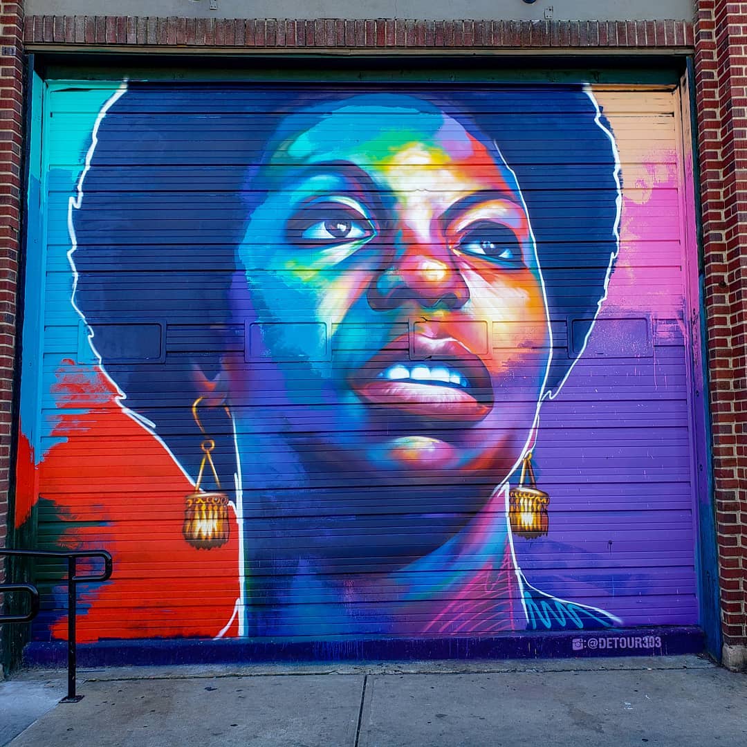 mural in Denver by artist Detour. Tagged: music, Nina Simone
