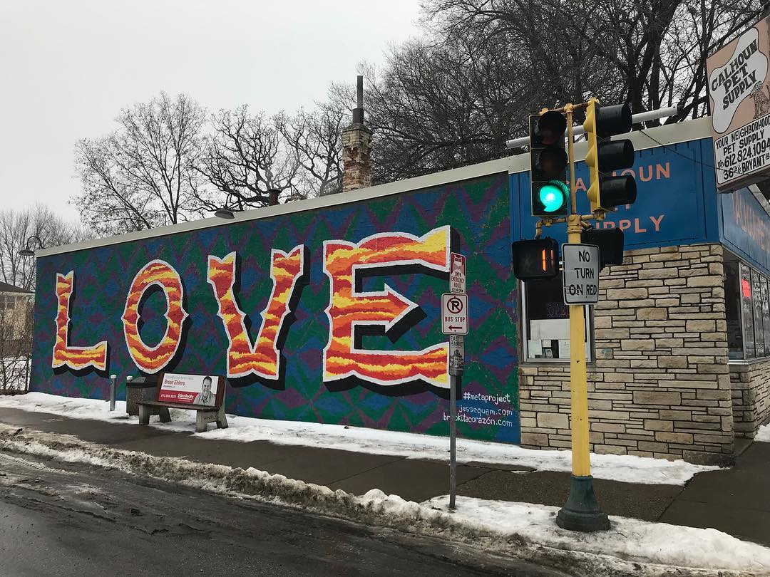mural in Minneapolis by artist Jesse Quam. Tagged: love