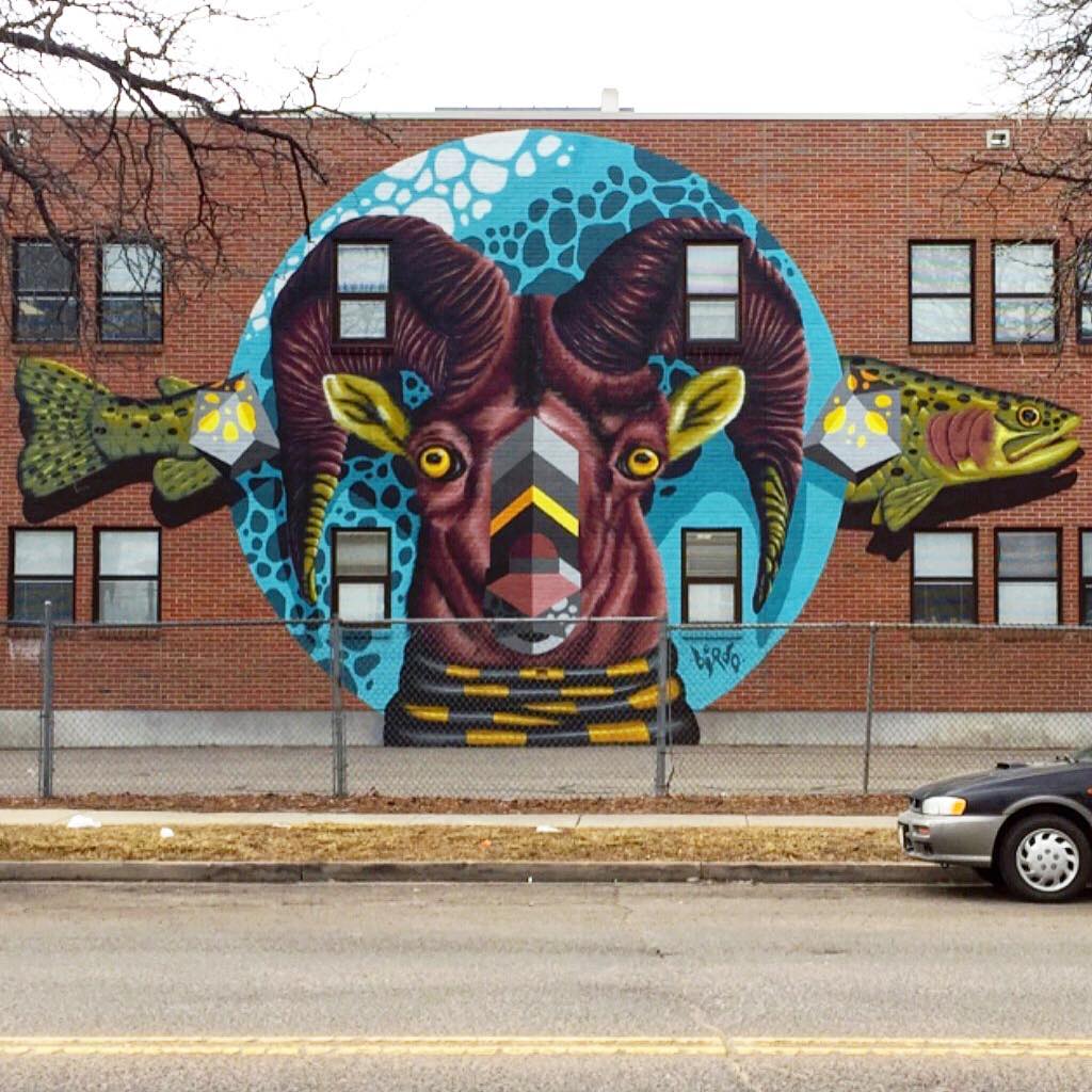 mural in Denver by artist birdO.