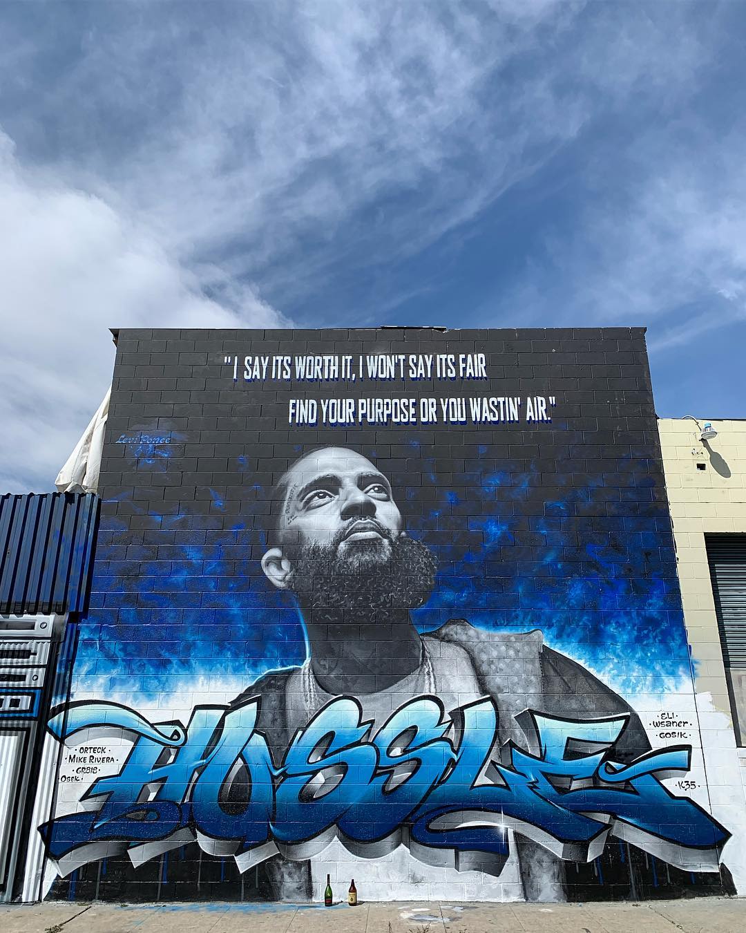 mural in Los Angeles by artist Levi Ponce. Tagged: music, Nipsey Hussle
