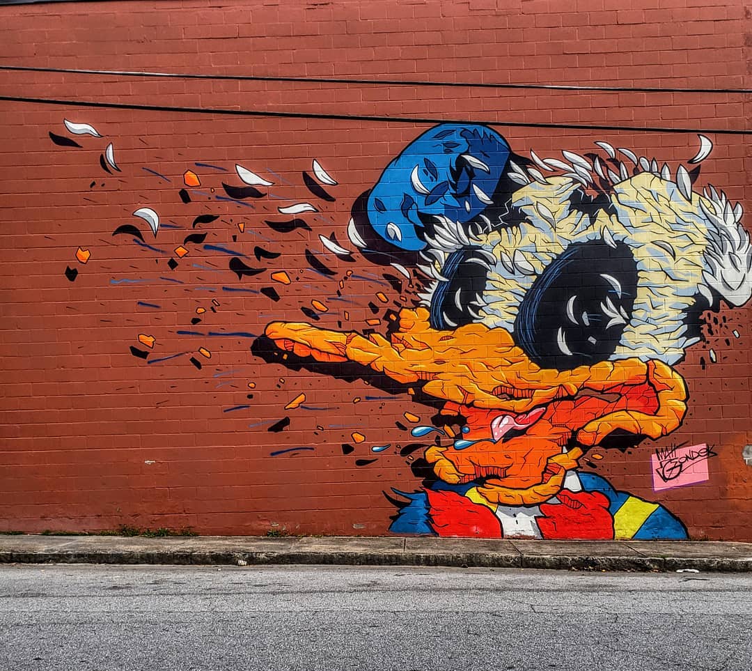 mural in Atlanta by artist Matt Gondek. Tagged: Donald Duck