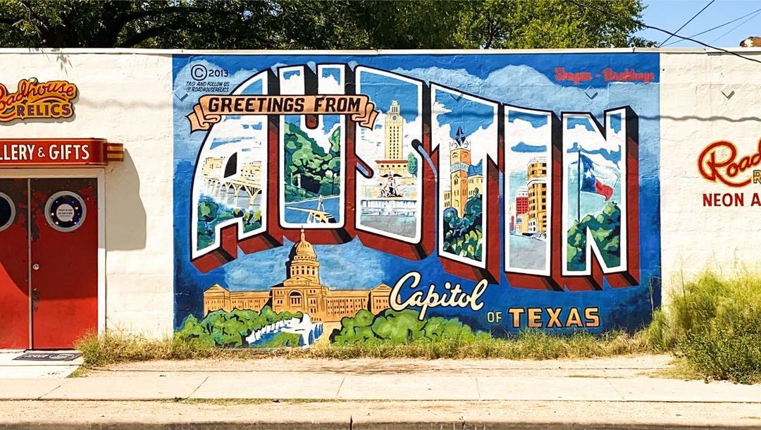 mural in Austin by artist Greetings From.