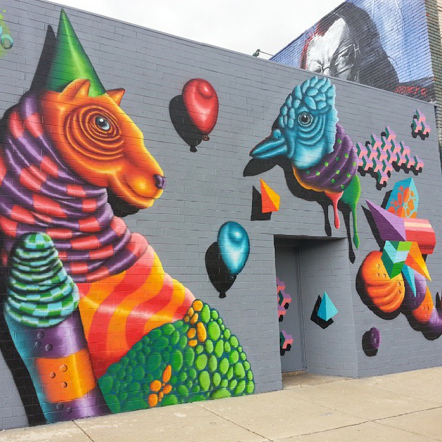 mural in Detroit by artist birdO.